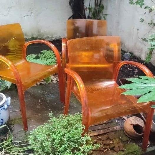 3 unieke oranje tuinstoelen, Jardin & Terrasse, Chaises de jardin, Enlèvement, Utilisé, Plastique