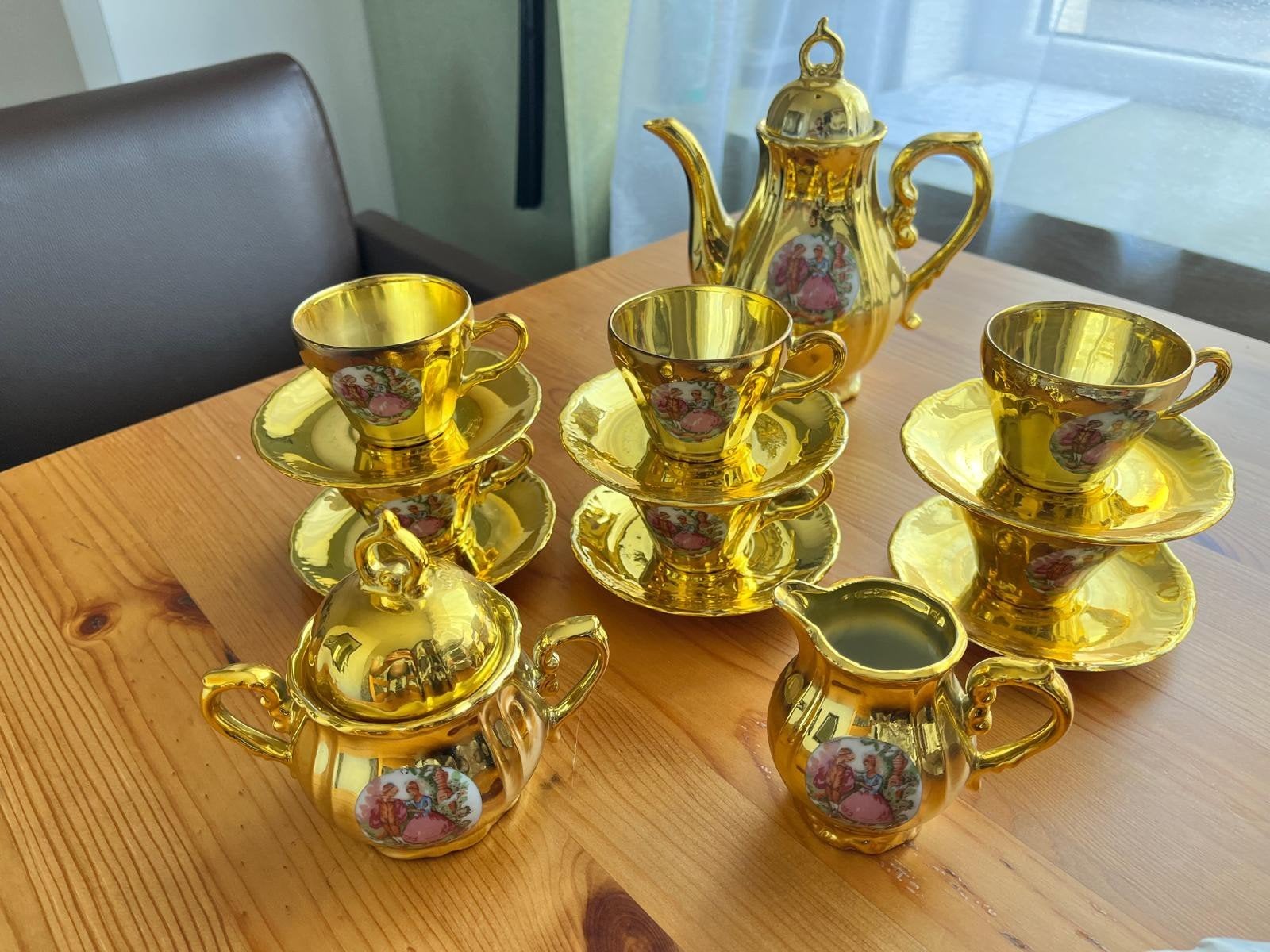 Vintage koffieservies voor 6 persoon, Antiek en Kunst, Ophalen of Verzenden