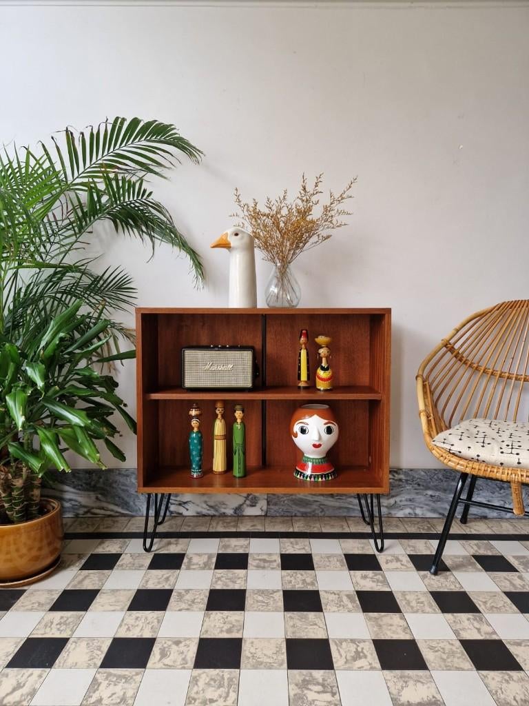 Vintage midcentury boekenkastje | open kastje | retro, Teck, Avec tablette(s), Moins de 25 cm, Moins de 100 cm