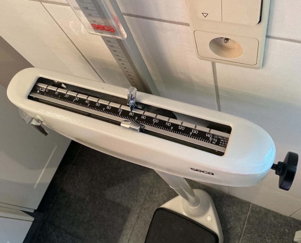 Professionele Seca 700 kolomweegschaal + lengtemeter, Electroménager, 100 kg ou plus, Analogique, Enlèvement, 1 à 500 grammes