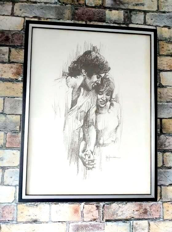 Liefde originale tekening met lijst! Leo Jansen, Antiek en Kunst, Ophalen of Verzenden