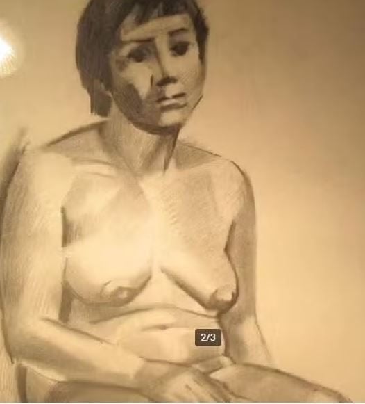 Mooie Tekening 'Zittende Naakte Vrouw' - gesigneerd, Ophalen of Verzenden, Tekening, Gesigneerd