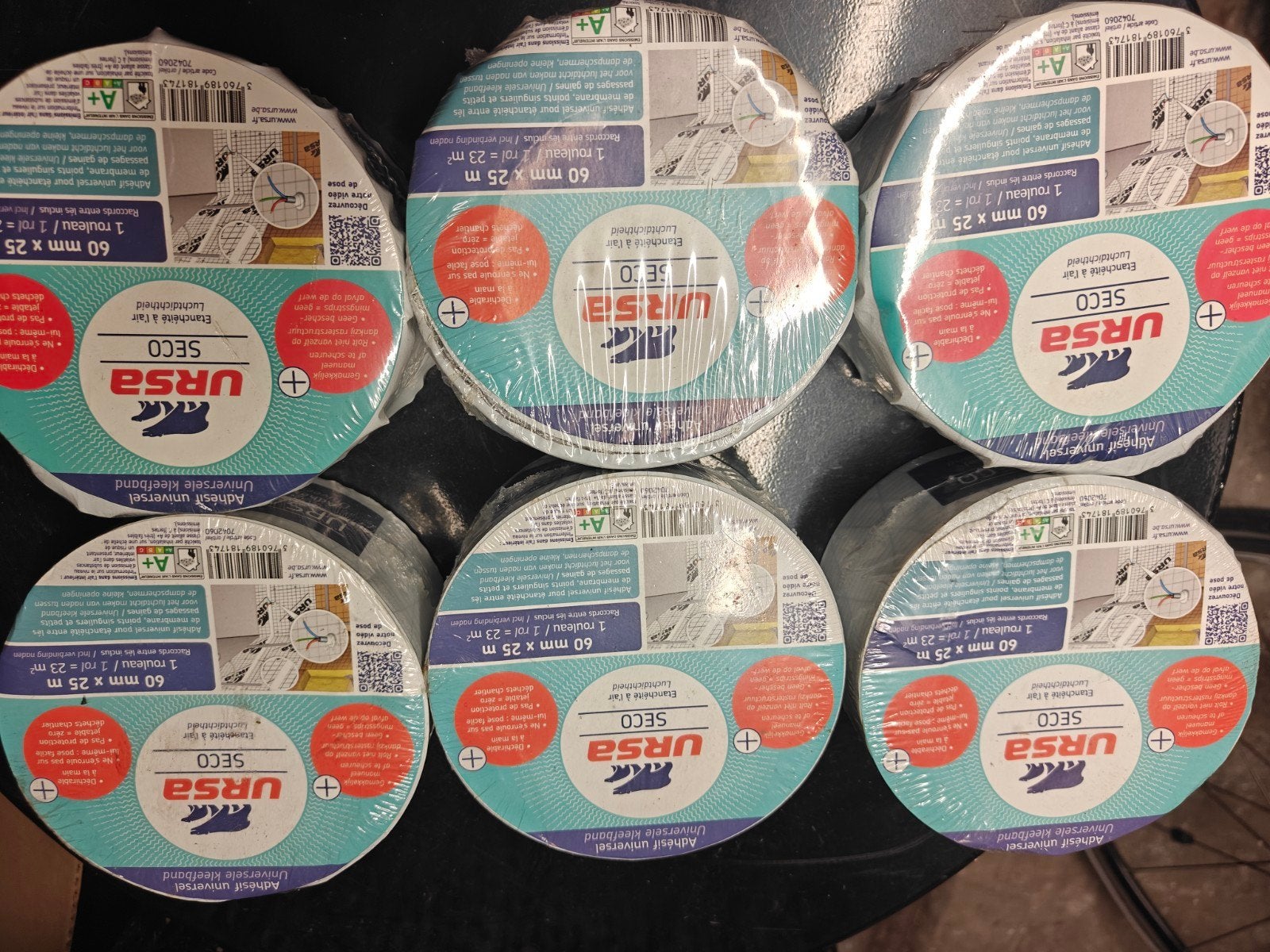 6 rouleaux tape étanchéité à l air URSA SECO  60mm X 25M, Enlèvement ou Envoi