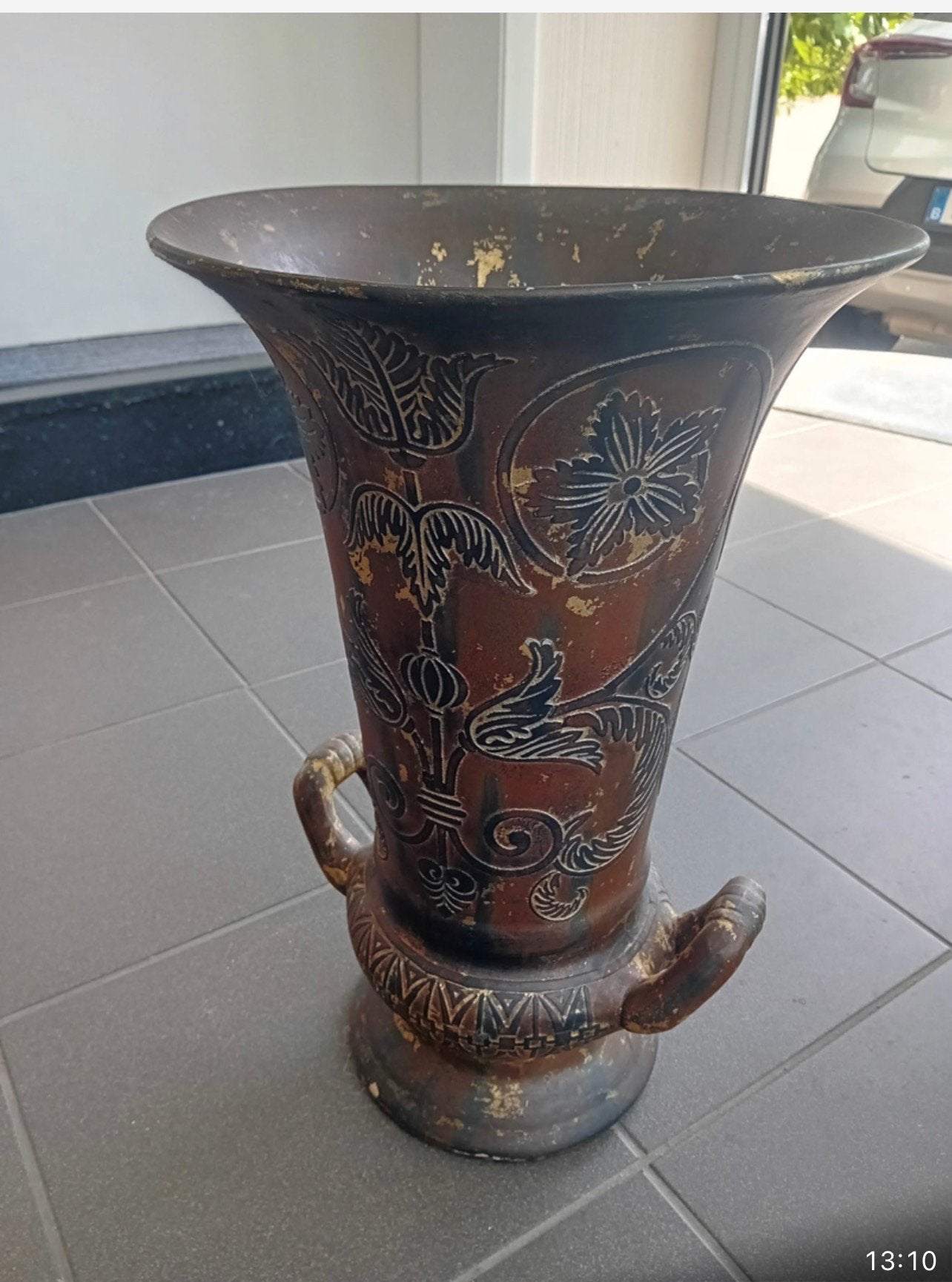 Grote vintage vaas met Oosterse motieven – 56 cm, Antiek en Kunst, Antiek | Vazen, Ophalen
