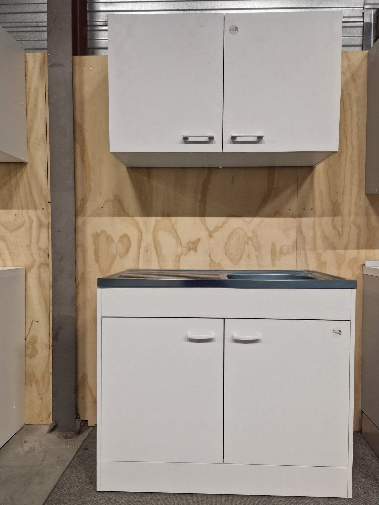 cuisine blanche neuve de 1 mètre évier et armoire murale, Neuf, Acier ou Inox, Enlèvement ou Envoi, Cuisine à paroi simple