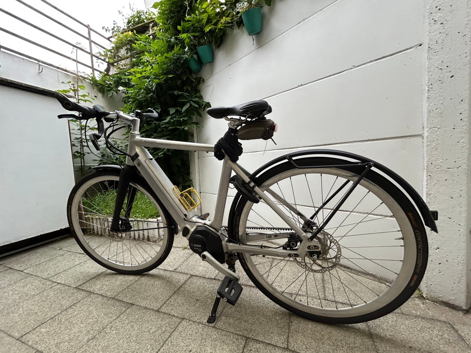 HNF Nicolai E-Bike Bosch 500Wh Gates Carbon Belt 100kmbereik, 53 à 57 cm, Enlèvement, Comme neuf, Frein à disque