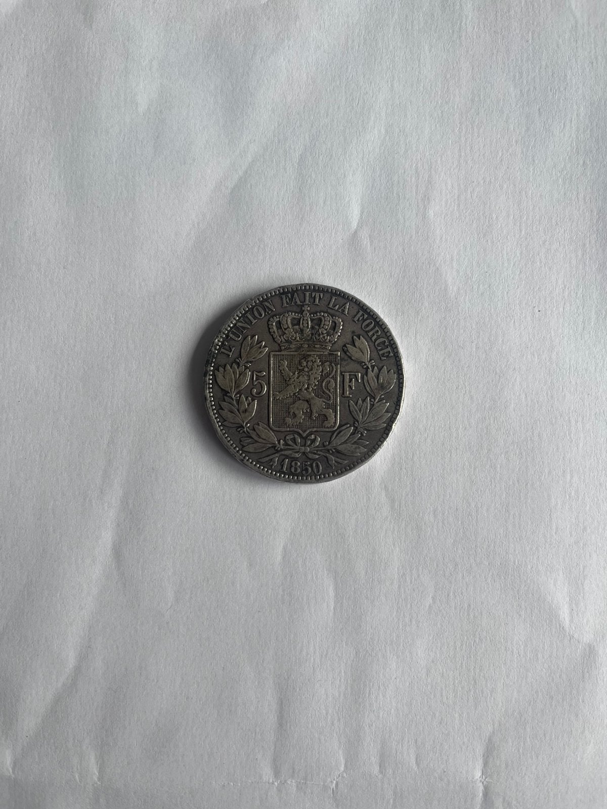 Munt 1850 Morin 40, 5frank Leopold 1, Postzegels en Munten, Ophalen, Metaal, Zilver