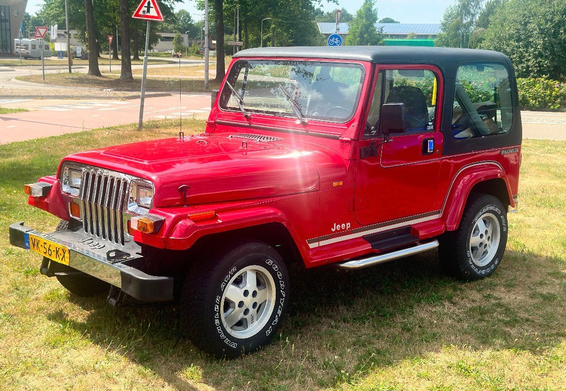 ‼️JEEP WRANGLER YJ 2.5 121PK 1 EIGENAAR ORG NL HARD/SOFTTOP, Autos, Rouge, Achat, 2500 cm³, Entreprise