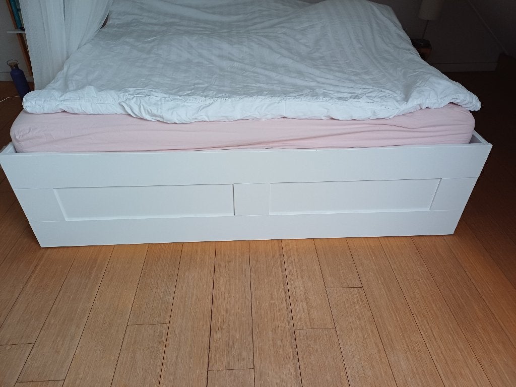 Lit IKEA Brimnes, 180cm, Huis en Inrichting, Slaapkamer | Bedden, Ophalen, Overige materialen, Gebruikt, Wit