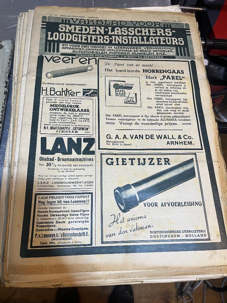 Oude Nederlandse vakblad kranten, Ophalen, 1920 tot 1940, Krant