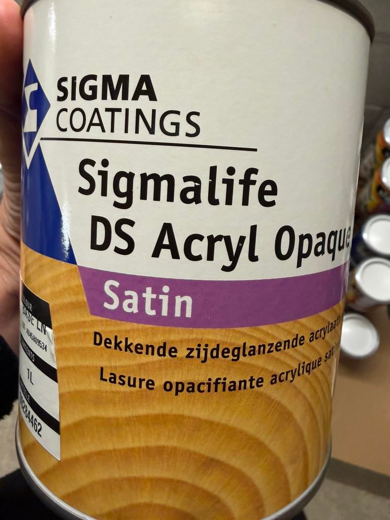 Sigma dekkende beits ral 9010, zuiver wit 1liter, Ophalen of Verzenden, Nieuw, Hout, Wit