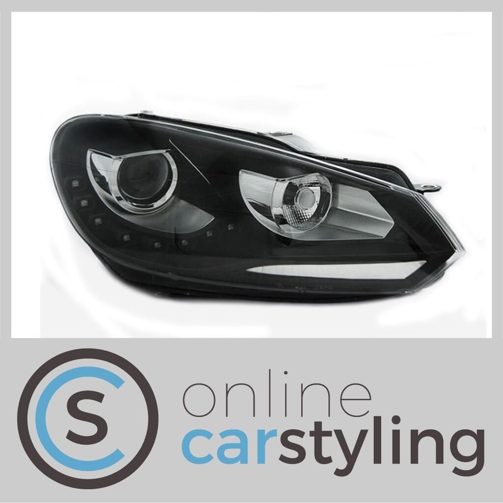 Koplampen VW Golf VI Real DRL Zwart, Neuf, Volkswagen, -, -