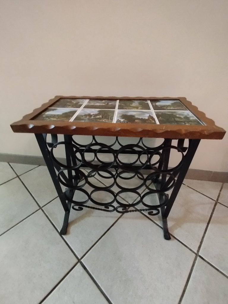 Range bouteilles en fer forgé et carrelage, Maison & Meubles, Enlèvement, Métal, 5 – 50, 5 à 15 bouteilles