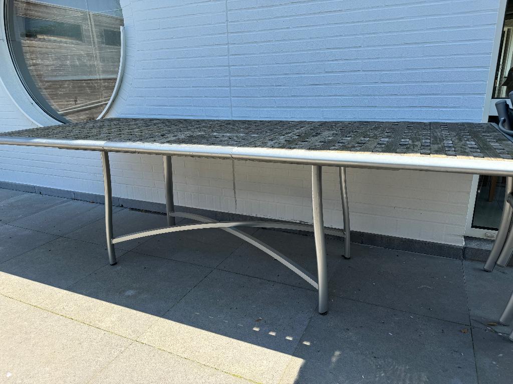 Table de jardin extensible en teck, Enlèvement, Utilisé, Rectangulaire, Inox