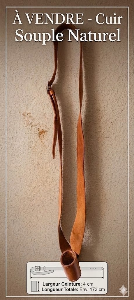 Baudrier porte drapeau en cuir naturel, Collections, Objets militaires | Général, Autres, Enlèvement