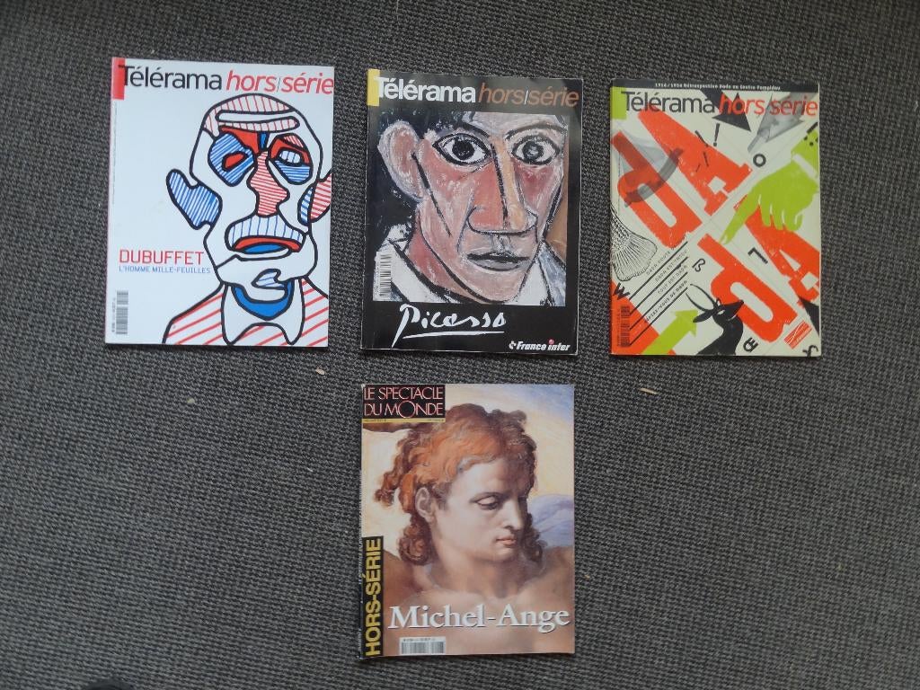 4 kunst tijdschriften; Dubuffet, Picasso, Dada, Michel-Ange, Verzenden, Gelezen, Schilder- en Tekenkunst
