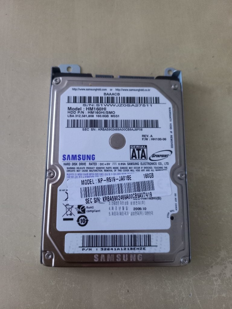 Samsung HM160HI 160GB 2.5" SATA HDD – Getest & Goed, Computers en Software, Ophalen, Intern, Gebruikt, 160GB