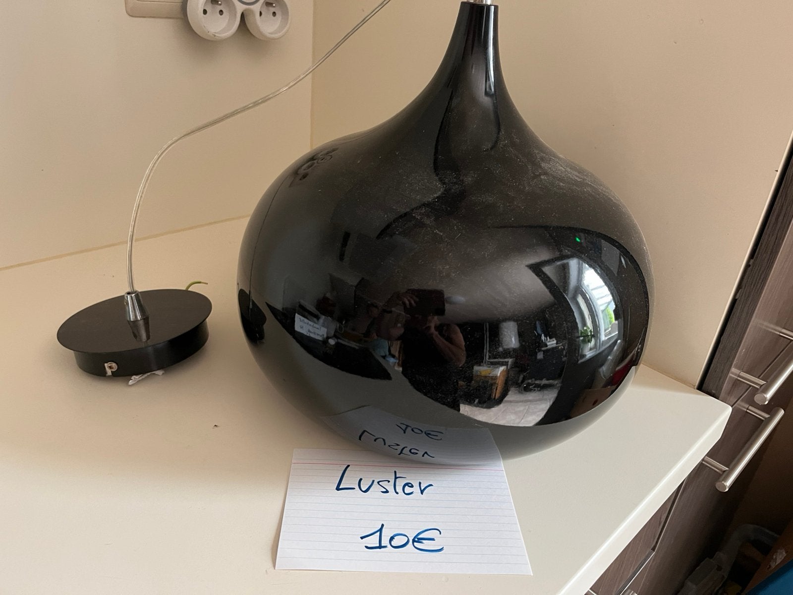 Zwarte luster, Huis en Inrichting, Woonaccessoires | Vazen, Ophalen, Zo goed als nieuw