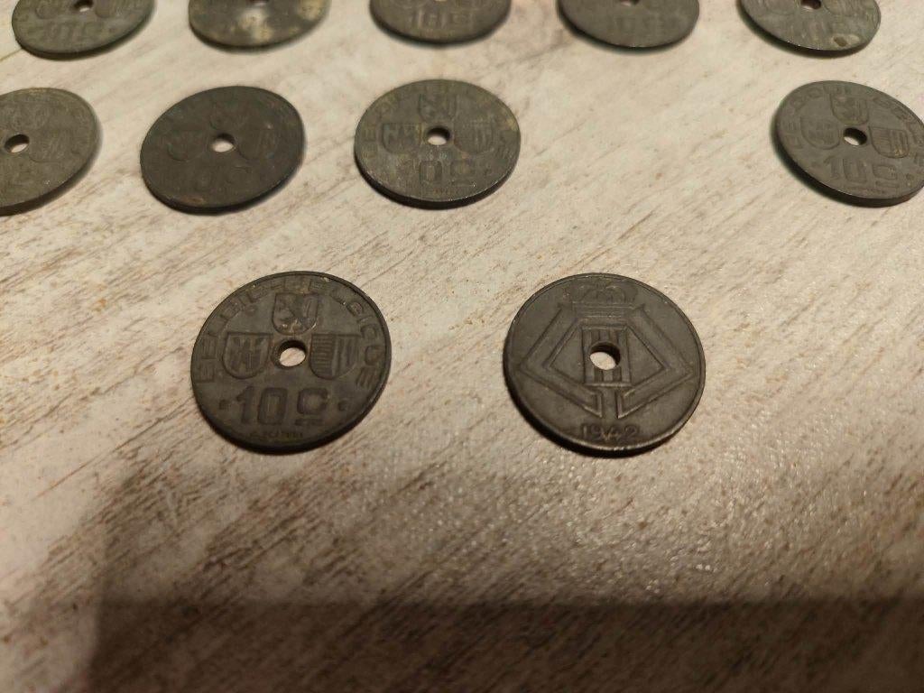 Lot de 21 pièces belges 10cents années 1940, Enlèvement, Autre, Monnaie en vrac