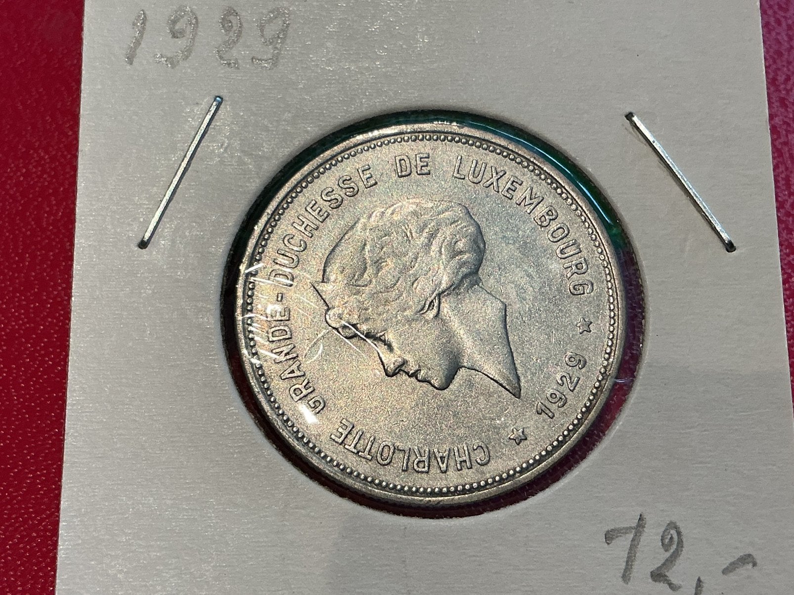 Luxembourg 5 francs 1929 argent, Enlèvement ou Envoi