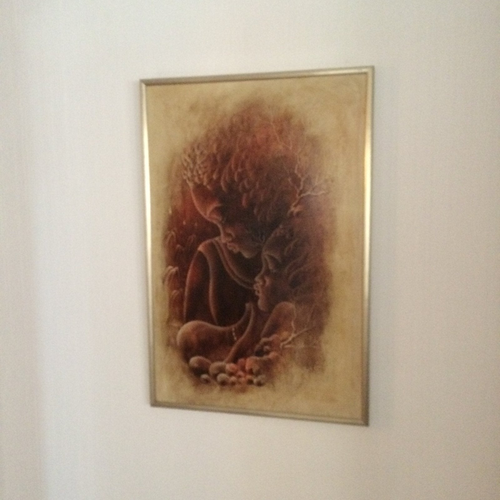 Afrikaans modern schilderij, Ophalen, Portret, Textiel, Gesigneerd