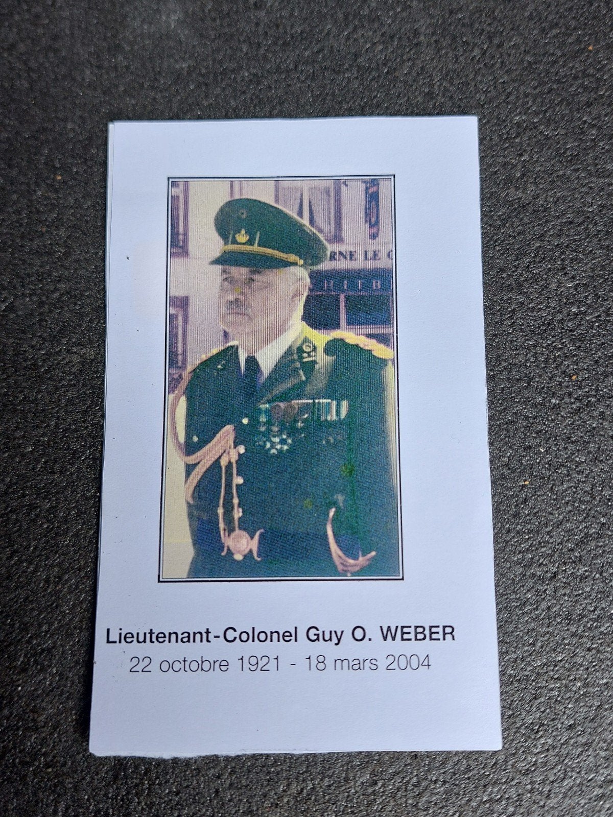 Faire-part décès LTC Weber Brigade Piron, Ophalen of Verzenden, Overige soorten, Foto of Poster