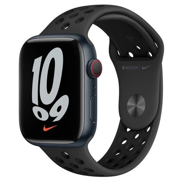 Apple Watch Nike Series 7 Aluminium 45 mm (zwart), Avancer d'un pas, Étanche, Enlèvement ou Envoi, Apple Watch