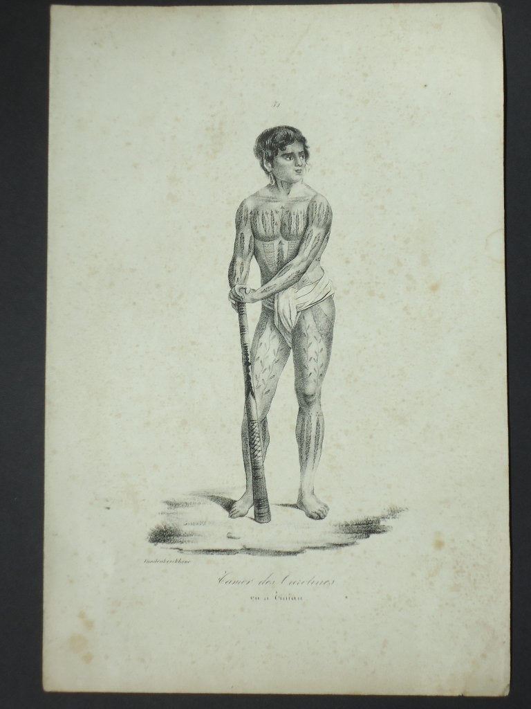 XIXe Indonesië Tamor des Carolines ontdekkingsreizen tattoos, Antiek en Kunst, Ophalen of Verzenden