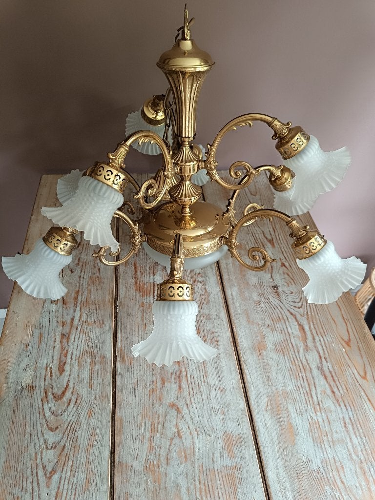 Antieke kroonluchter / luster, 10 lichtpunten, Enlèvement