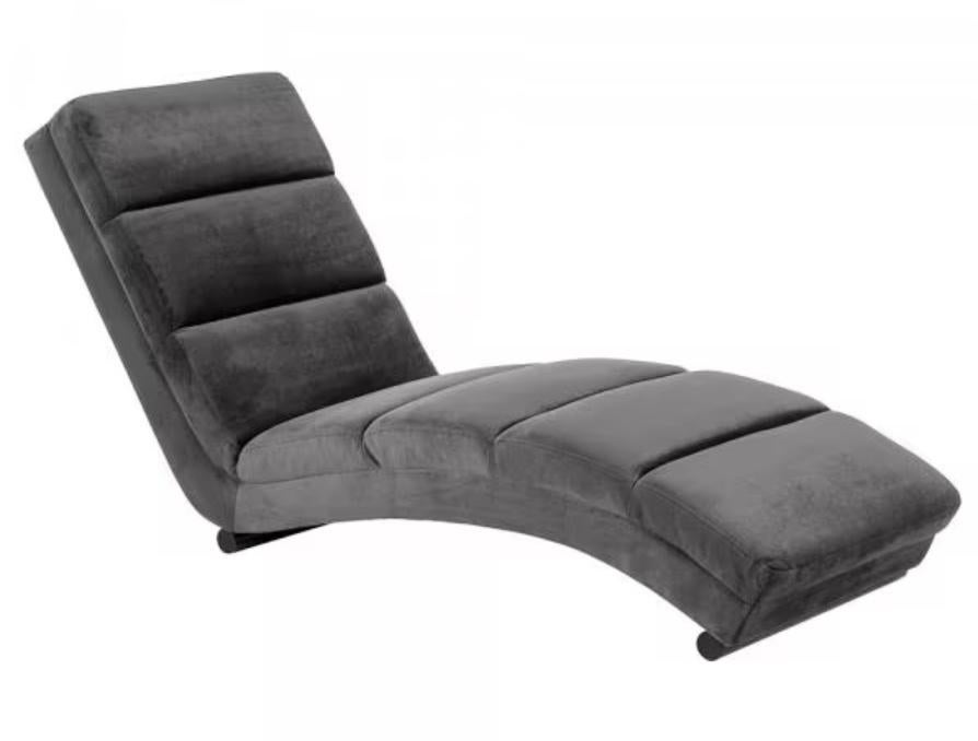Velvet Chaise Longue Kaoni – Donkergrijs – Zo goed als nieuw, Ophalen, Zo goed als nieuw, Stof, Minder dan 150 cm