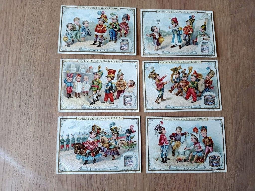 Liebig reeks 6 chromos: kinderen als militair, Collections, Enlèvement ou Envoi, Photo