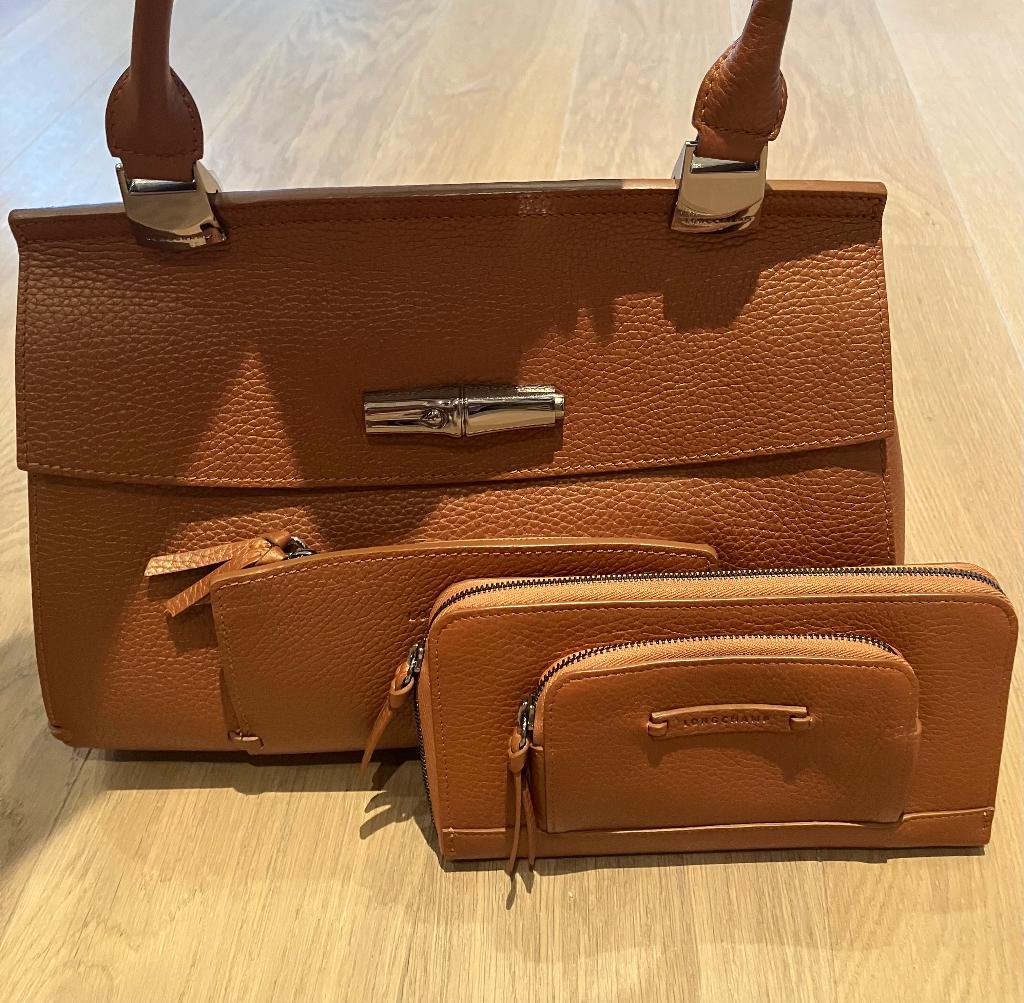 Longchamp handtas, Ophalen, Zo goed als nieuw, Bruin, Handtas