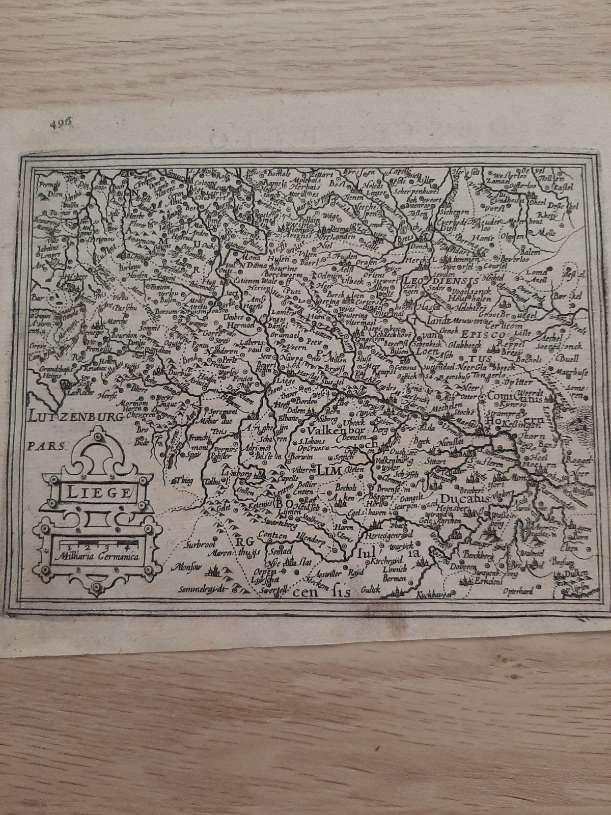 landkaart  luik liege orgineel  1750, Ophalen of Verzenden, Landkaart