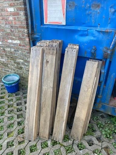 Prachtige partij Oud Eiken planken –Rustiek Barnwood +-6.5m, Ophalen, Gebruikt, Minder dan 25 mm, Eiken