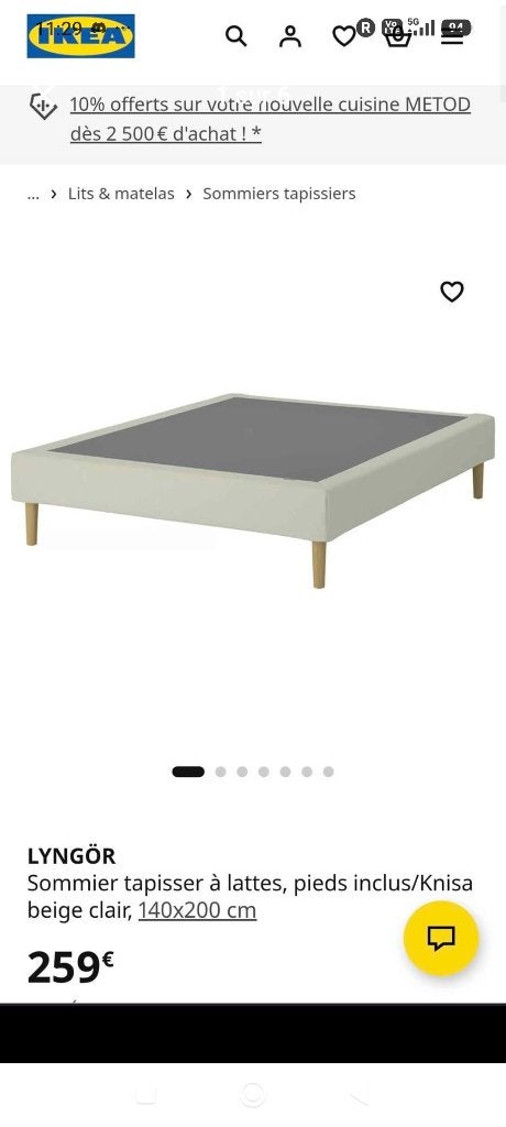 Lit Lyngor blanc + matelas 140x200, Ophalen, Gebruikt, Tweepersoons, 140 cm