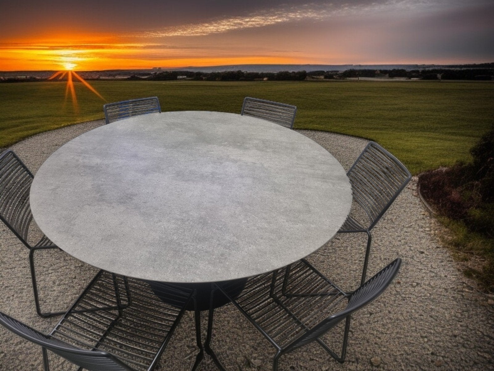 NIEUWE ronde tuintafel VOLKERAMIEK dia150cm, Tuin en Terras, Tuinsets en Loungesets, Ophalen