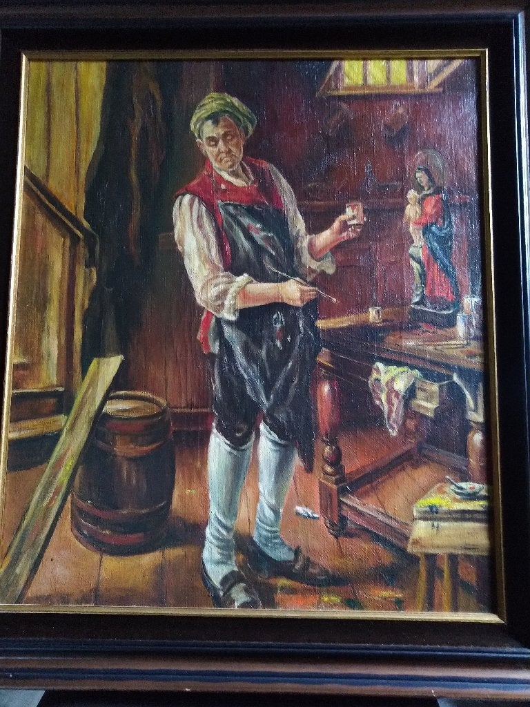 PEINTURE, Portrait ou Personnes, Peinture à l'huile, Enlèvement, Encadré