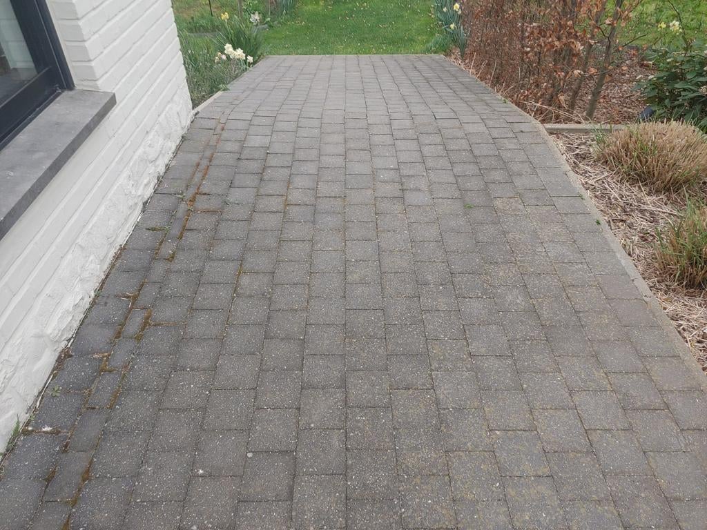 +/- 20m2 Coeck klinker trommeling 15x15x6 zwart, Tuin en Terras, Ophalen, Klinkers, Zo goed als nieuw, 10 m² of meer