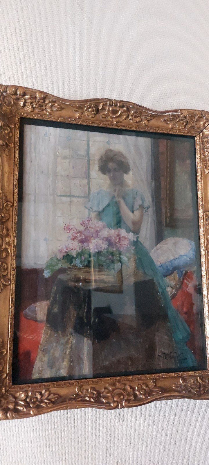 Belle grande peinture à l'huile Will Van Riet 1924 - 60x80, Enlèvement, Daté, Fleurs