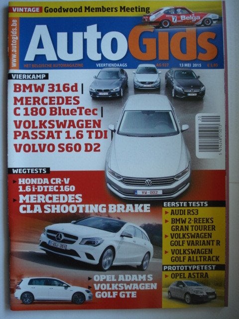 AutoGids 927 Opel Adam S Mecedes CLA Shooting Brake Golf GTE, Verzenden, Gelezen, Algemeen