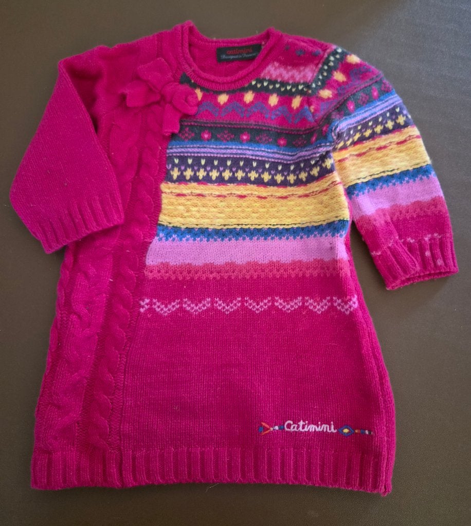 Magnifique robe-pull d'hiver en tricot Catimini - 12 mois, Catimini, Robe ou Jupe, Comme neuf, Enlèvement