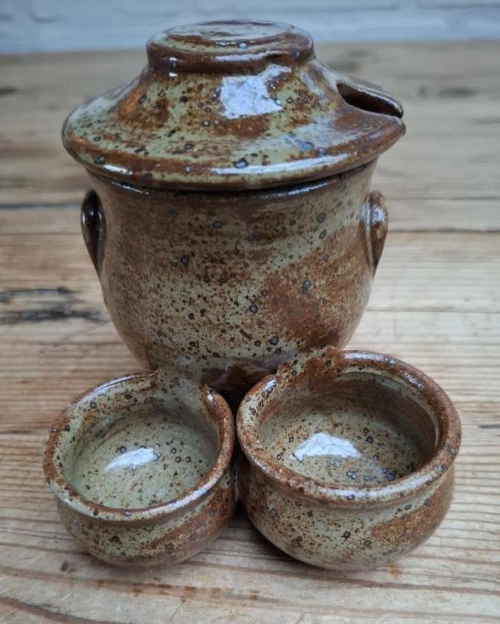 Vintage Frans gres potterie peper/ zout/ mosterd potje, Antiek en Kunst, Ophalen of Verzenden