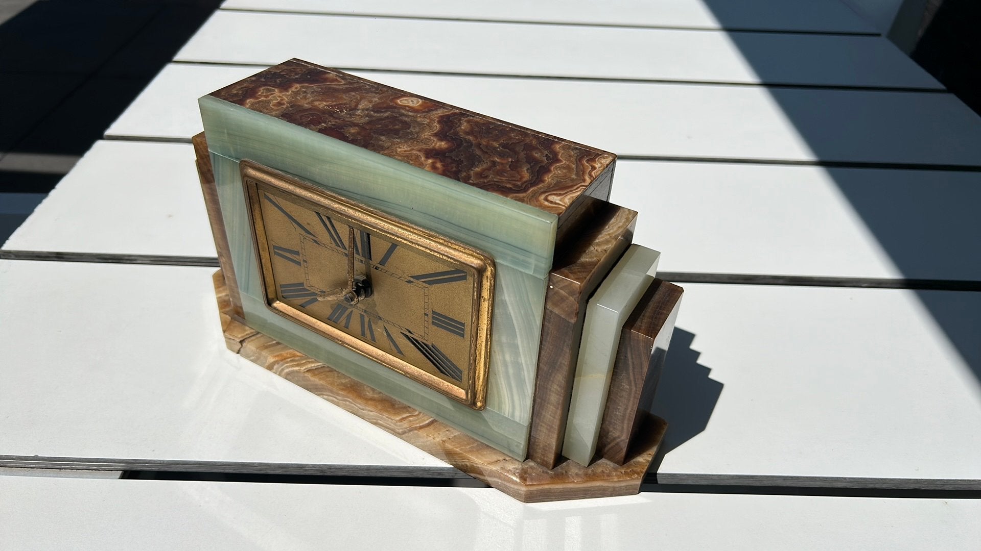 Klok Art Deco - Onyx, Antiek en Kunst, Ophalen