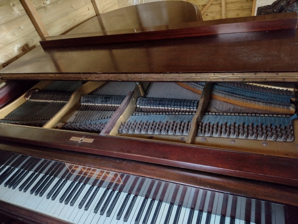 Piano, antiek, kwartvleugel, John Brimsmead & sons, Enlèvement, Utilisé, Brun, Piano