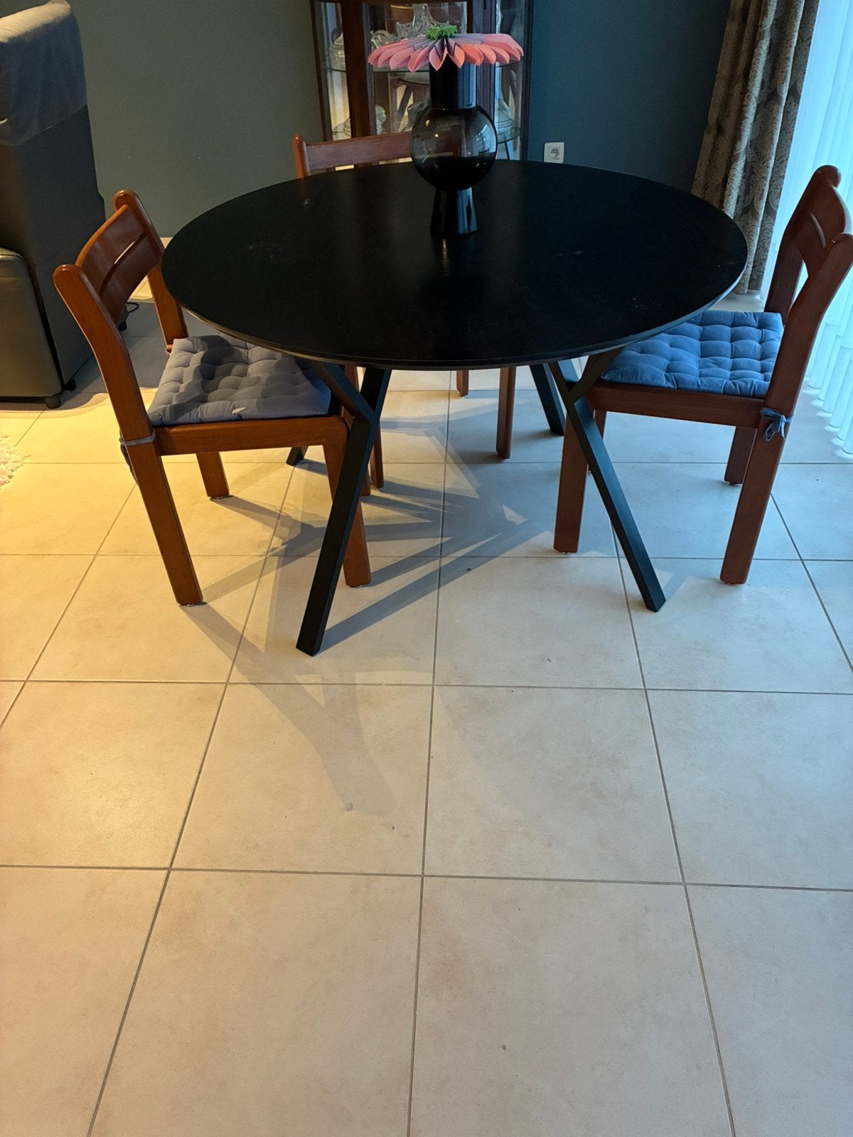 Ronde tafel met stoelen, Huis en Inrichting, Ophalen, Gebruikt, Rond, Vier personen