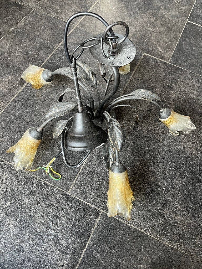 Luster voor 5 lampen, Huis en Inrichting, Lampen | Kroonluchters, Ophalen