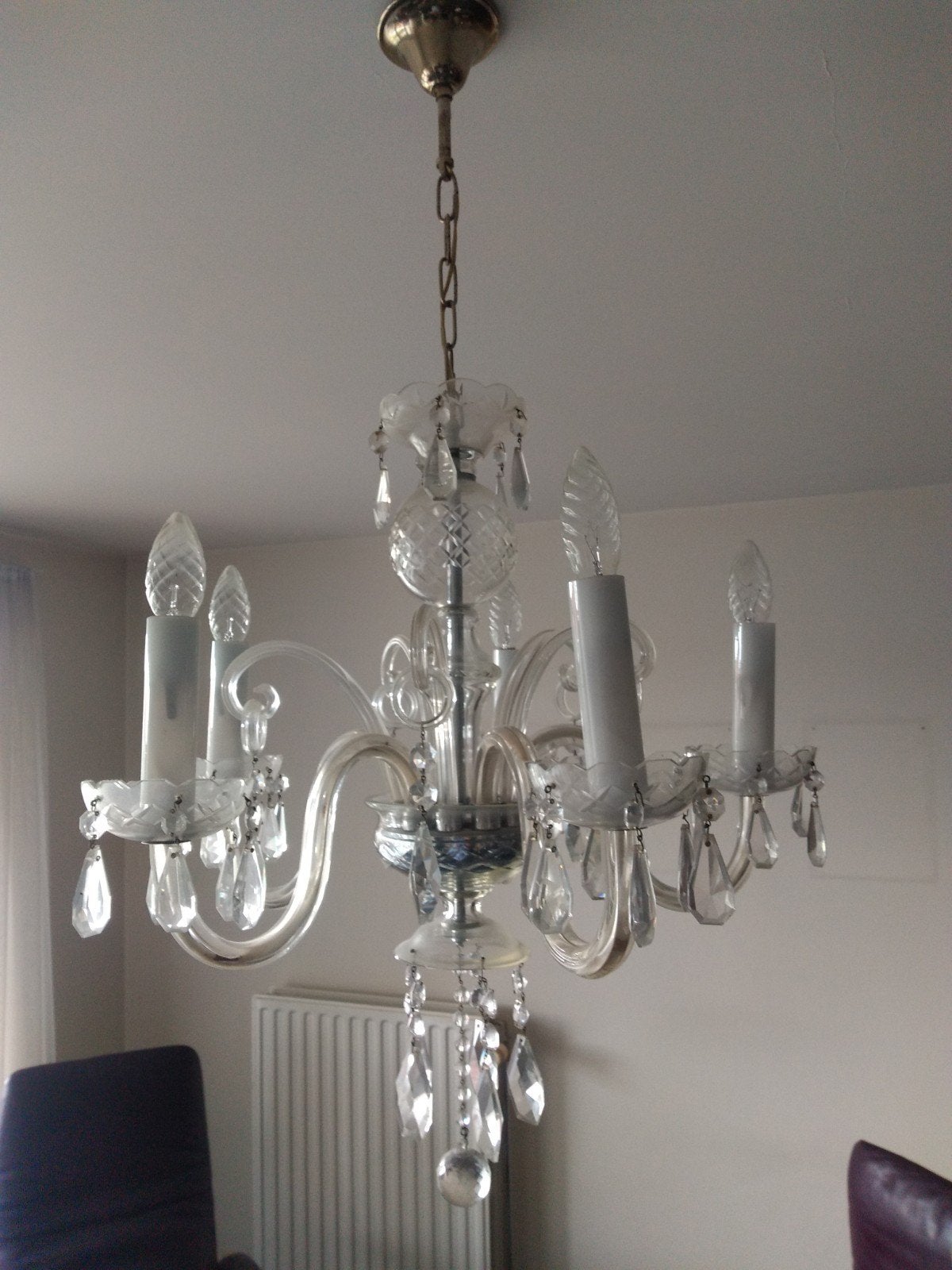 Kristallen kroonluchter, Huis en Inrichting, Lampen | Kroonluchters, Ophalen, Gebruikt, Glas, Zie foto