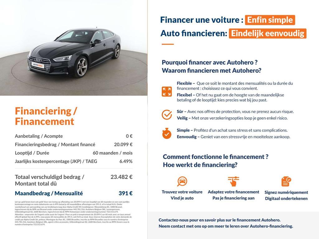 Audi A5 2.0 TFSI quattro S-Line (bj 2017, automaat), Auto's, Zwart, 1984 cc, Alcantara, Zwart