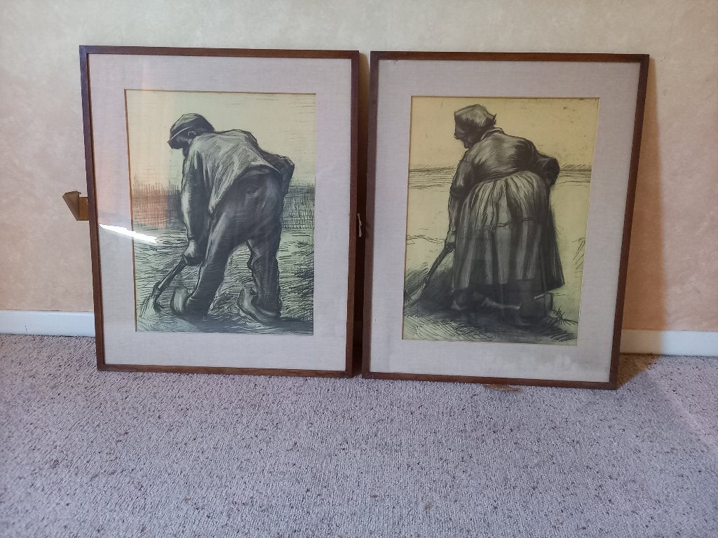 Vincent Van Gogh: boer en boerinneke, Antiek en Kunst, Kunst | Schilderijen | Klassiek, Ophalen, Portret of Personen, Bijzondere lijst