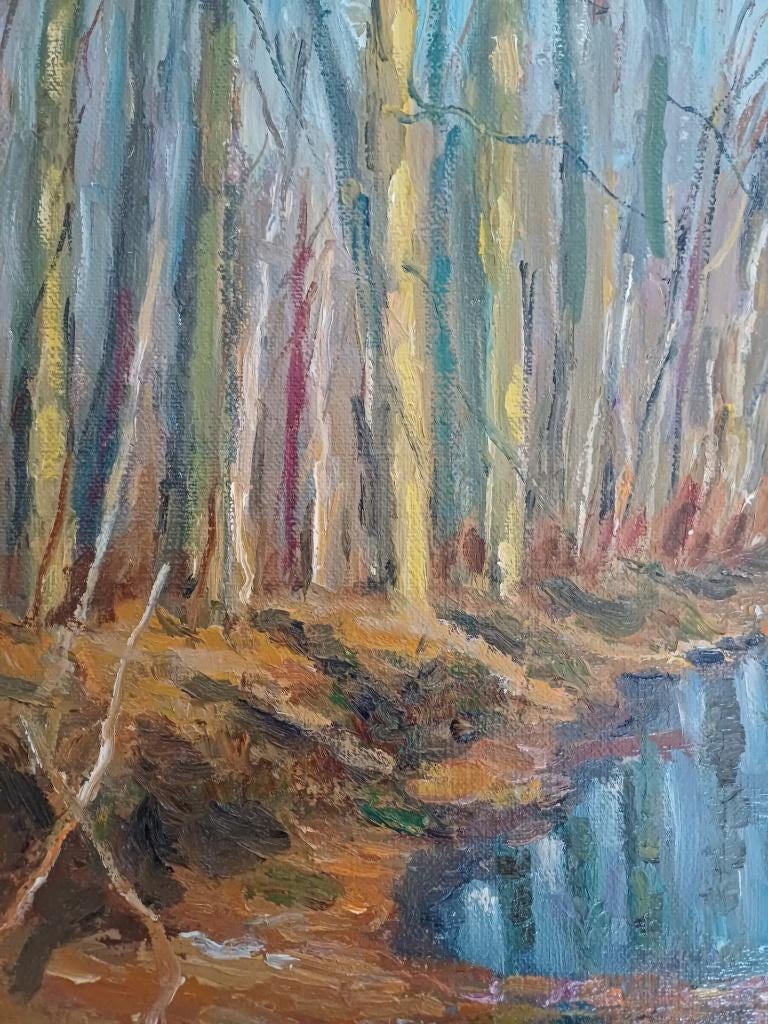 Schilderij M.VAN DEN BEMPT   "Kasteelgracht"   30x40, Antiek en Kunst, Ophalen of Verzenden